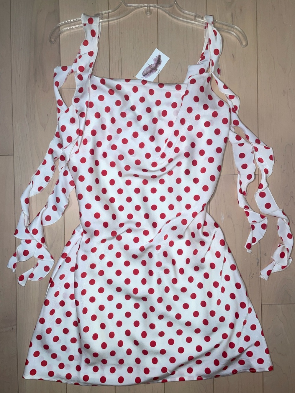NWT - JESSICA SIMPSON Mini Dress White with Red Polka Dots Luxury Stylish Trendy